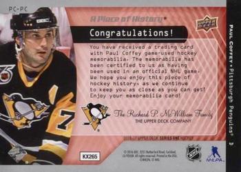 2016-17 Upper Deck - A Piece of History 1,000 Point Club #PC-PC Paul Coffey Back