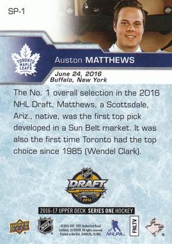 2016-17 Upper Deck - 2016 NHL Draft SP #SP-1 Auston Matthews Back