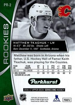2016-17 Upper Deck - Parkhurst Rookies Previews #PR-2 Matthew Tkachuk Back