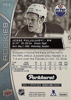 2016-17 Upper Deck - Parkhurst Rookies Previews Blue #PR-8 Jesse Puljujarvi Back