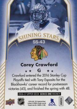 2016-17 Upper Deck - Shining Stars #SS-43 Corey Crawford Back