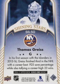 2016-17 Upper Deck - Shining Stars #SS-50 Thomas Greiss Back