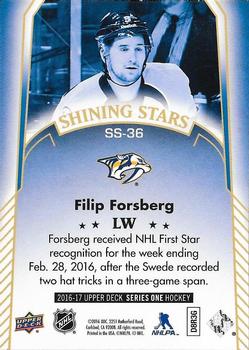 2016-17 Upper Deck - Shining Stars Blue #SS-36 Filip Forsberg Back