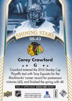 2016-17 Upper Deck - Shining Stars Blue #SS-43 Corey Crawford Back