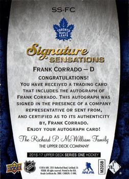 2016-17 Upper Deck - Signature Sensations #SS-FC Frank Corrado Back