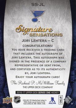 2016-17 Upper Deck - Signature Sensations #SS-JL Jori Lehtera Back
