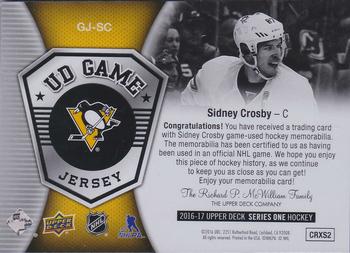 2016-17 Upper Deck - UD Game Jerseys #GJ-SC Sidney Crosby Back