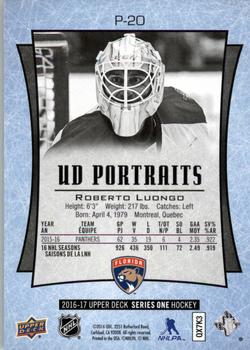 2016-17 Upper Deck - UD Portraits #P-20 Roberto Luongo Back