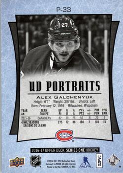 2016-17 Upper Deck - UD Portraits #P-33 Alex Galchenyuk Back