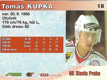 1996-97 APS Extraliga (Czech) #18 Tomas Kupka Back