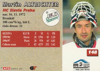 1997-98 Czech APS Extraliga #148 Martin Altrichter Back