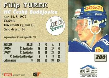 1997-98 Czech APS Extraliga #280 Filip Turek Back