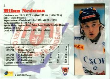1997-98 Czech DS Extraliga #4 Milan Nedoma Back