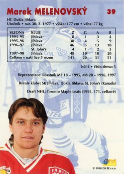 1998-99 DS Extraliga #39 Marek Melenovsky Back