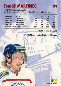 1998-99 DS Extraliga #53 Tomas Martinec Back