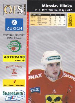 1998-99 OFS #141 Miroslav Hlinka Back