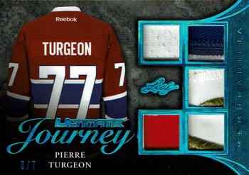 2016-17 Leaf Ultimate - Journey Memorabilia - Blue Spectrum #UJ-07 Pierre Turgeon Front