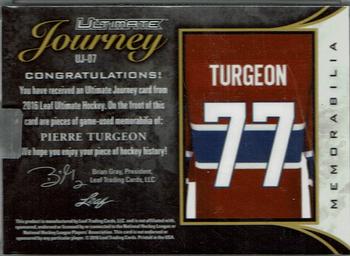 2016-17 Leaf Ultimate - Journey Memorabilia - Purple Spectrum #UJ-07 Pierre Turgeon Back