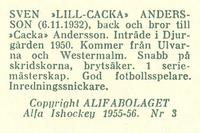 1955-56 Alfa Ishockey (Swedish) #3 Sven Andersson Back