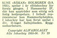 1955-56 Alfa Ishockey (Swedish) #29 Sune Holmgren Back