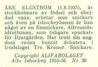 1955-56 Alfa Ishockey (Swedish) #36 Ake Elgström Back