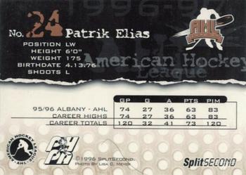 1996-97 SplitSecond Albany River Rats (AHL) #NNO Patrik Elias Back