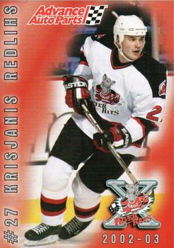 2002-03 Advance Auto Parts Albany River Rats (AHL) #19 Krisjanis Redlihs Front