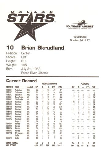 1999-00 Southwest Dallas Stars #24 Brian Skrudland Back