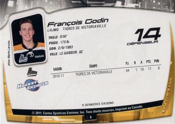 2011-12 Extreme Victoriaville Tigres (QMJHL) #8 Francois Godin Back