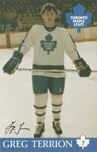 1982-83 Toronto Maple Leafs Postcards #NNO Greg Terrion Front