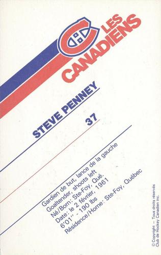1985-86 Montreal Canadiens Postcards #NNO Steve Penney Back