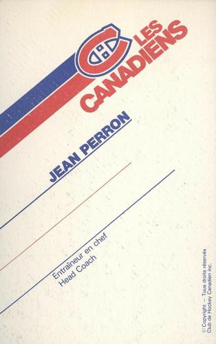 1985-86 Montreal Canadiens Postcards #NNO Jean Perron Back