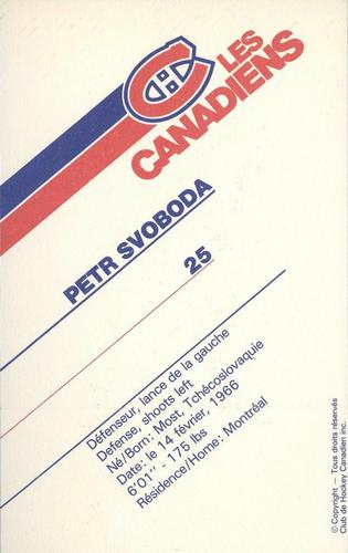 1985-86 Montreal Canadiens Postcards #NNO Petr Svoboda Back