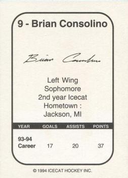 1994-95 Arizona Icecats (ACHA) #NNO Brian Consolino Back
