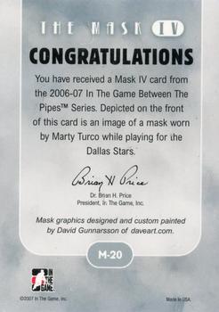 2015-16 In The Game Final Vault - 2006-07 In The Game Between The Pipes - The Mask IV (Silver Vault Stamp) #M-20 Marty Turco Back
