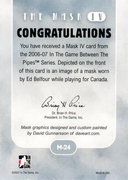 2015-16 In The Game Final Vault - 2006-07 In The Game Between The Pipes - The Mask IV (Silver Vault Stamp) #M-24 Ed Belfour Back
