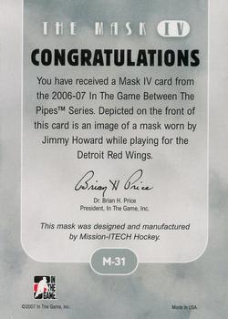2015-16 In The Game Final Vault - 2006-07 In The Game Between The Pipes - The Mask IV Silver (Green Vault Stamp) #M-31 Jimmy Howard Back