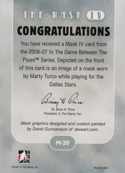 2015-16 In The Game Final Vault - 2006-07 In The Game Between The Pipes - The Mask IV Silver (Silver Vault Stamp) #M-20 Marty Turco Back