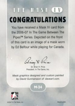 2015-16 In The Game Final Vault - 2006-07 In The Game Between The Pipes - The Mask IV Silver (Silver Vault Stamp) #M-24 Ed Belfour Back