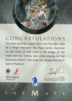 2015-16 In The Game Final Vault - 2001-02 Between The Pipes -The Mask  (Green Vault Stamp) #NNO Tommy Salo Back