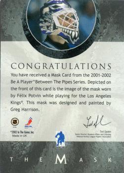 2015-16 In The Game Final Vault - 2001-02 Between The Pipes -The Mask  (Green Vault Stamp) #NNO Felix Potvin Back