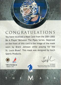 2015-16 In The Game Final Vault - 2001-02 Between The Pipes -The Mask  (Green Vault Stamp) #NNO Brent Johnson Back