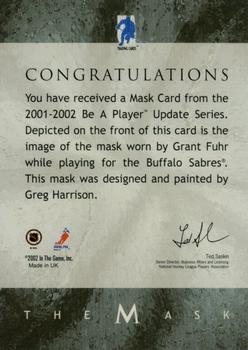 2015-16 In The Game Final Vault - 2001-02 Between The Pipes -The Mask  (Green Vault Stamp) #NNO Grant Fuhr Back