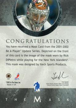 2015-16 In The Game Final Vault - 2001-02 Between The Pipes -The Mask  (Green Vault Stamp) #NNO Rick DiPietro Back
