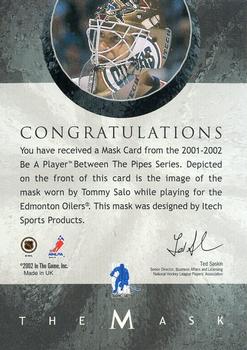 2015-16 In The Game Final Vault - 2001-02 Between The Pipes -The Mask  (Silver Vault Stamp) #NNO Tommy Salo Back