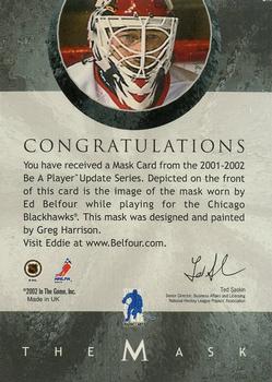 2015-16 In The Game Final Vault - 2001-02 Between The Pipes -The Mask  (Silver Vault Stamp) #NNO Ed Belfour Back