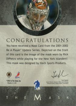 2015-16 In The Game Final Vault - 2001-02 Between The Pipes -The Mask  (Silver Vault Stamp) #NNO Rick DiPietro Back