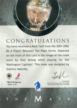 2015-16 In The Game Final Vault - 2001-02 Between The Pipes -The Mask  (Gold Vault Stamp) #NNO Olaf Kolzig Back