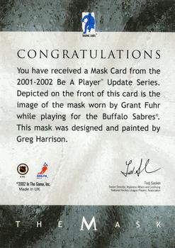 2015-16 In The Game Final Vault - 2001-02 Between The Pipes -The Mask  (Gold Vault Stamp) #NNO Grant Fuhr Back