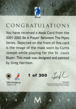 2015-16 In The Game Final Vault - 2001-02 Between The Pipes -The Mask Silver  (Green Vault Stamp) #NNO Curtis Joseph Back